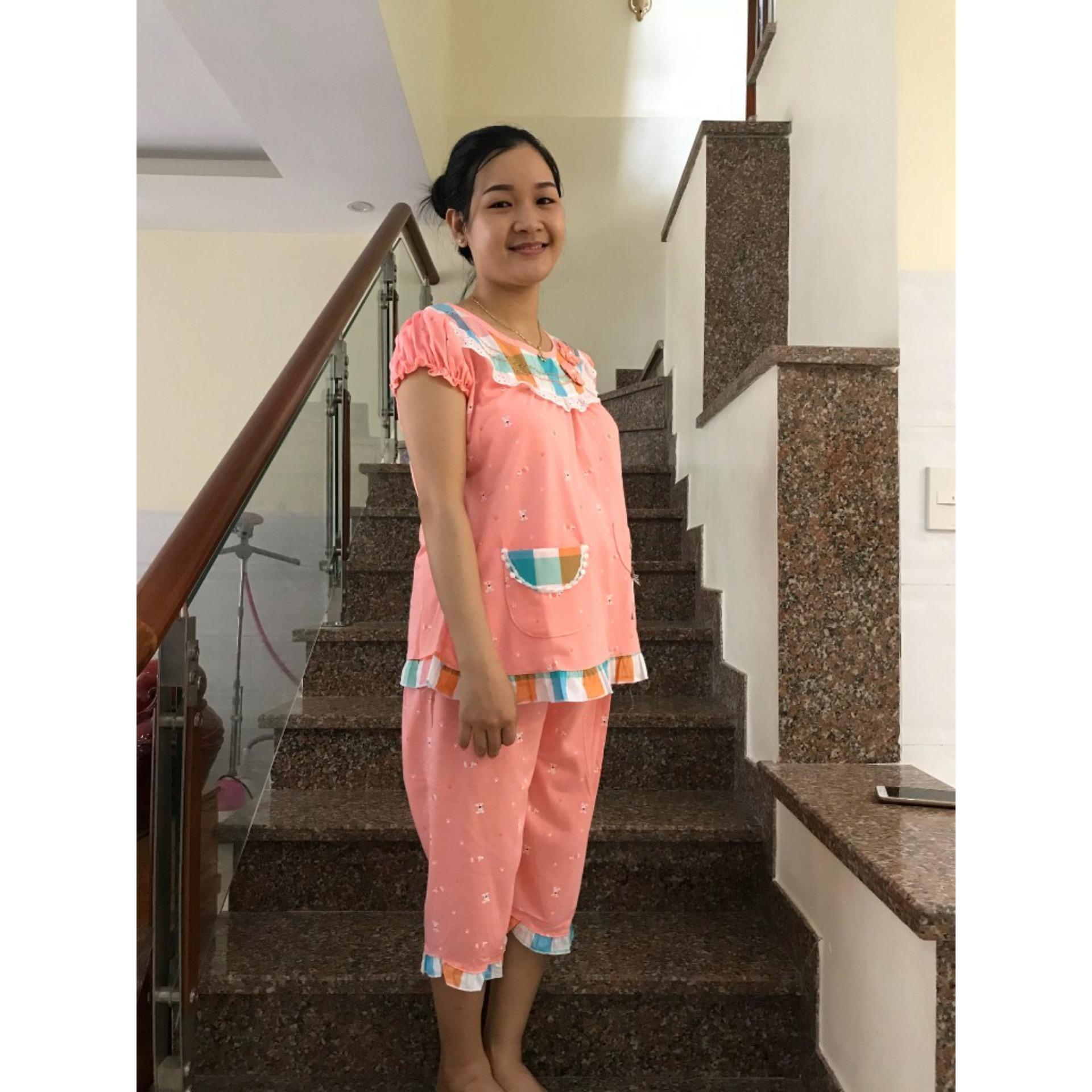 Đồ bộ bầu lửng phối sọc caro (cam)
