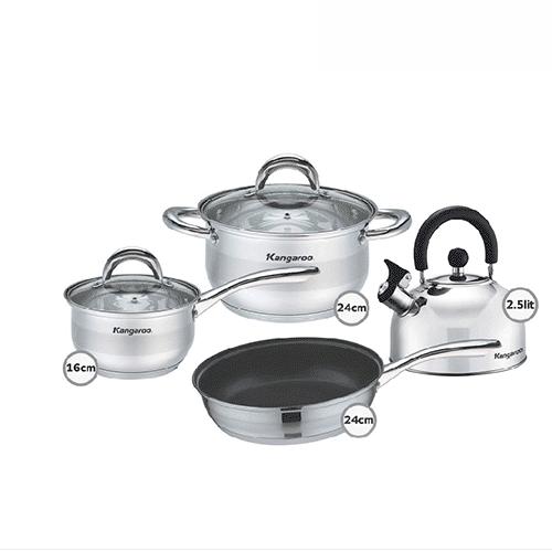 Bộ nồi chảo quánh ấm Kangaroo KG998M (Bộ)