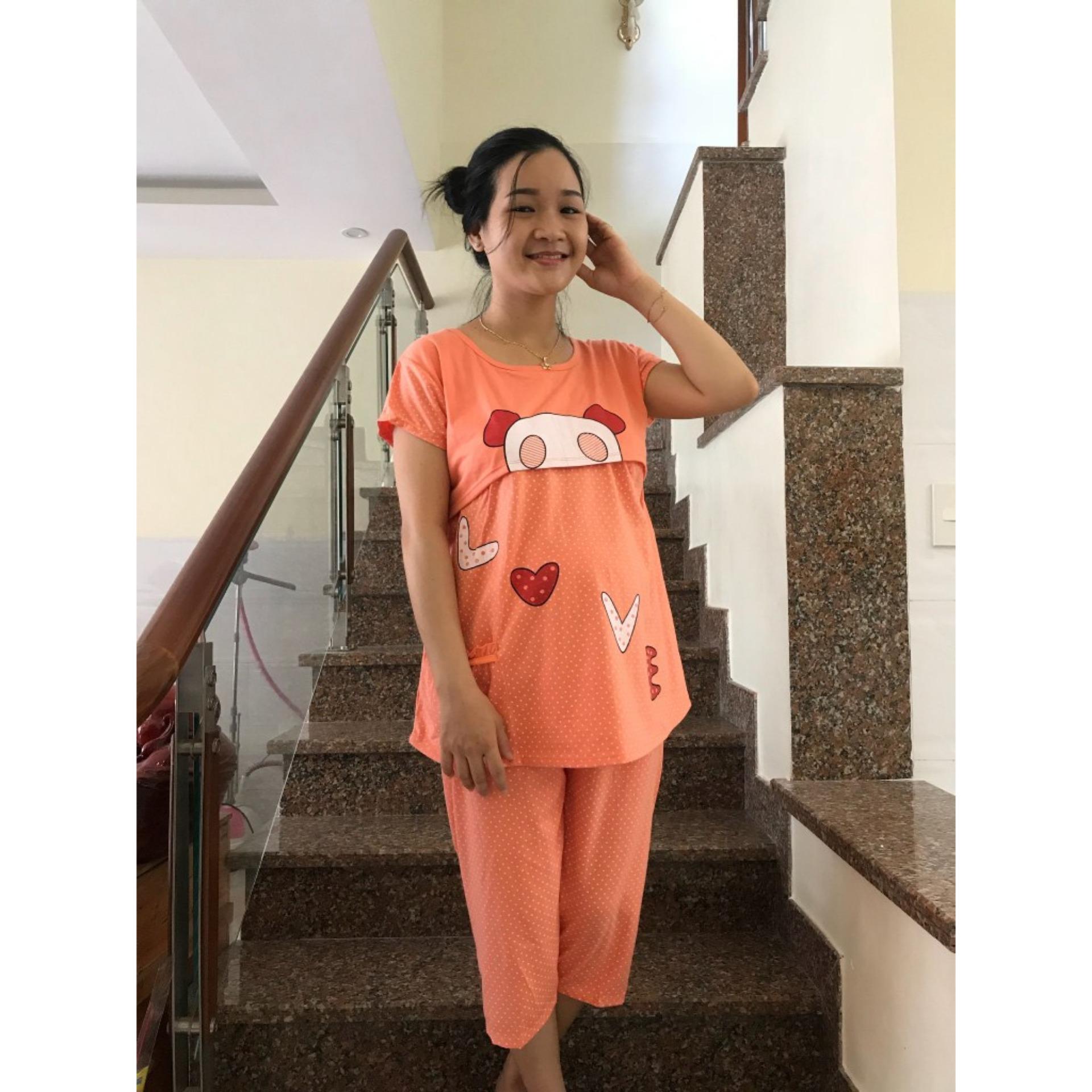 Đồ bộ bầu lửng 2 chức năng gấu (cam)
