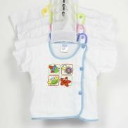 Bộ 5 áo SƠ SINH bosini ngắn tay màu trắng CÚC LỆCH cho bé từ 0-12 tháng