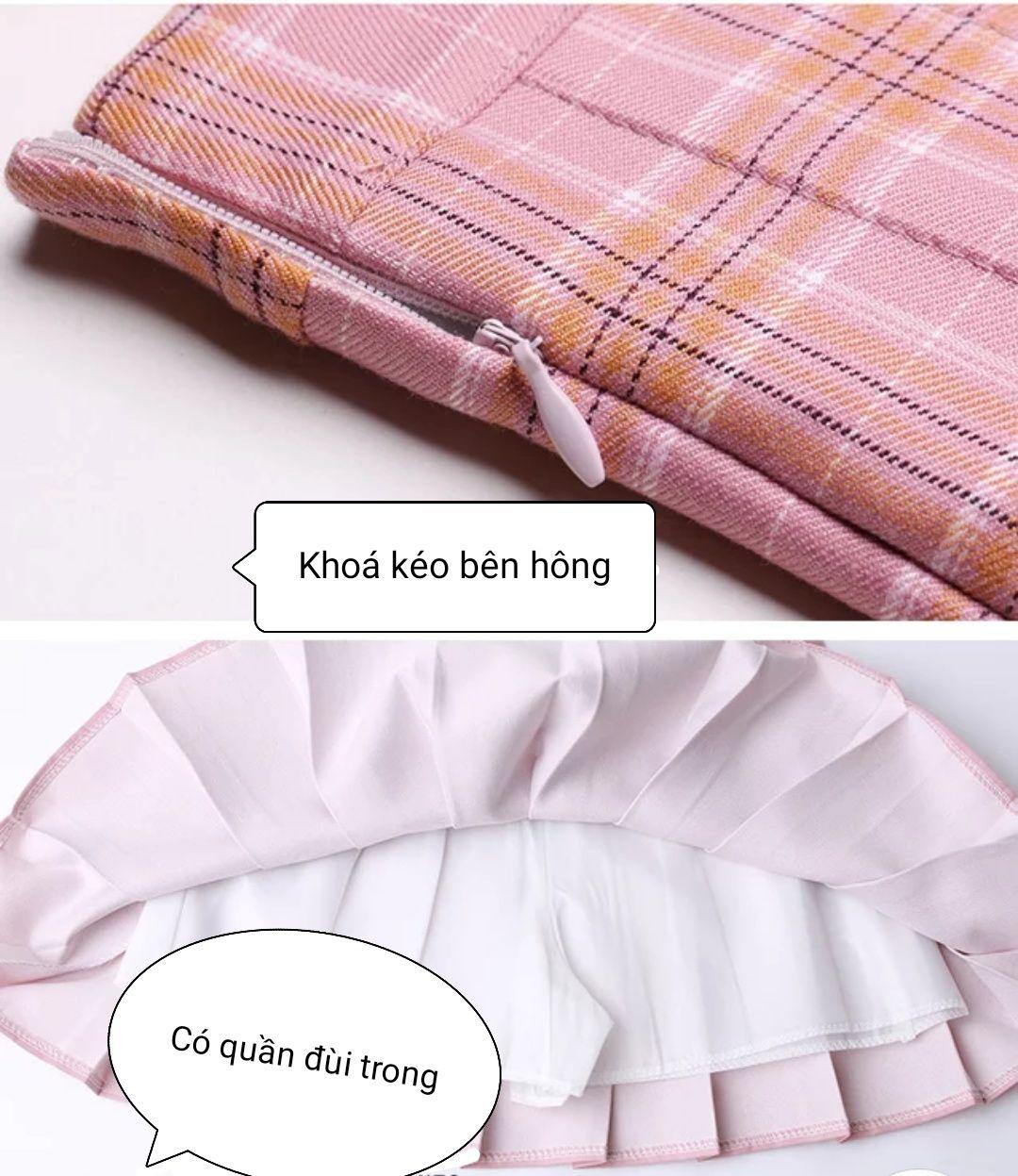 Đầm xếp ly big size 2XL ( caro hồng) big size