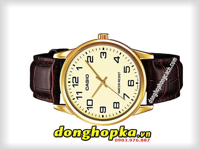 Đồng hồ nam dây da Casio MTP-V001GL-9BUDF (Nâu)