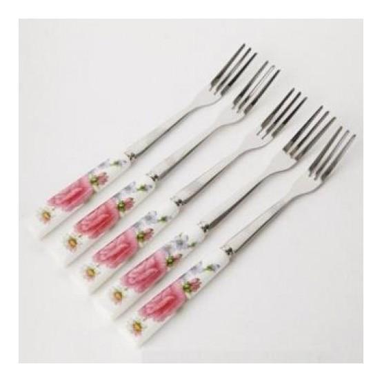 Conpo 10 dĩa inox cán sứ cao cấp