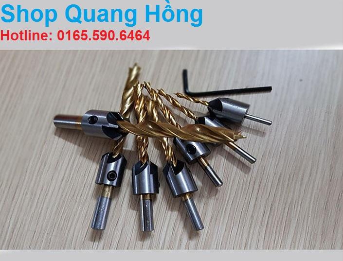 Bộ 7 mũi khoan gỗ doa lỗ vít phủ titanium