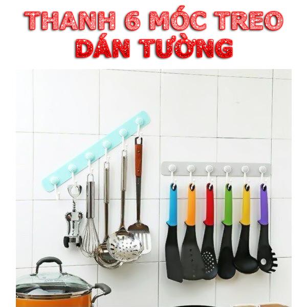 Thanh treo 6 móc dán tường siêu chắc