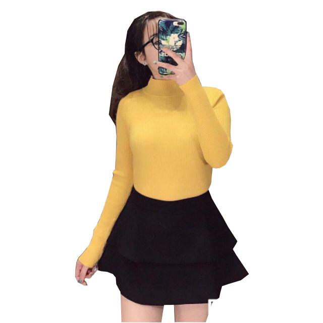 Áo LEN GÂN cổ 3 phân thời trang