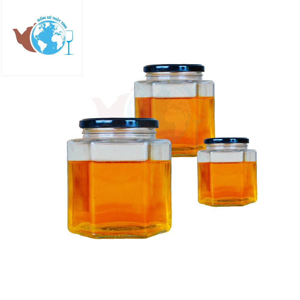 Hũ Thủy Tinh Lục Giác Đựng Thực Phẩm 500ml Nắp Sắt
