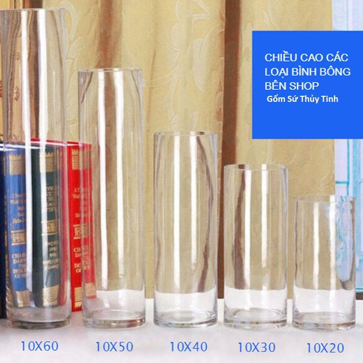 [HCM]Lọ Hoa Thủy Tinh Trụ Tròn 10x30 Cm