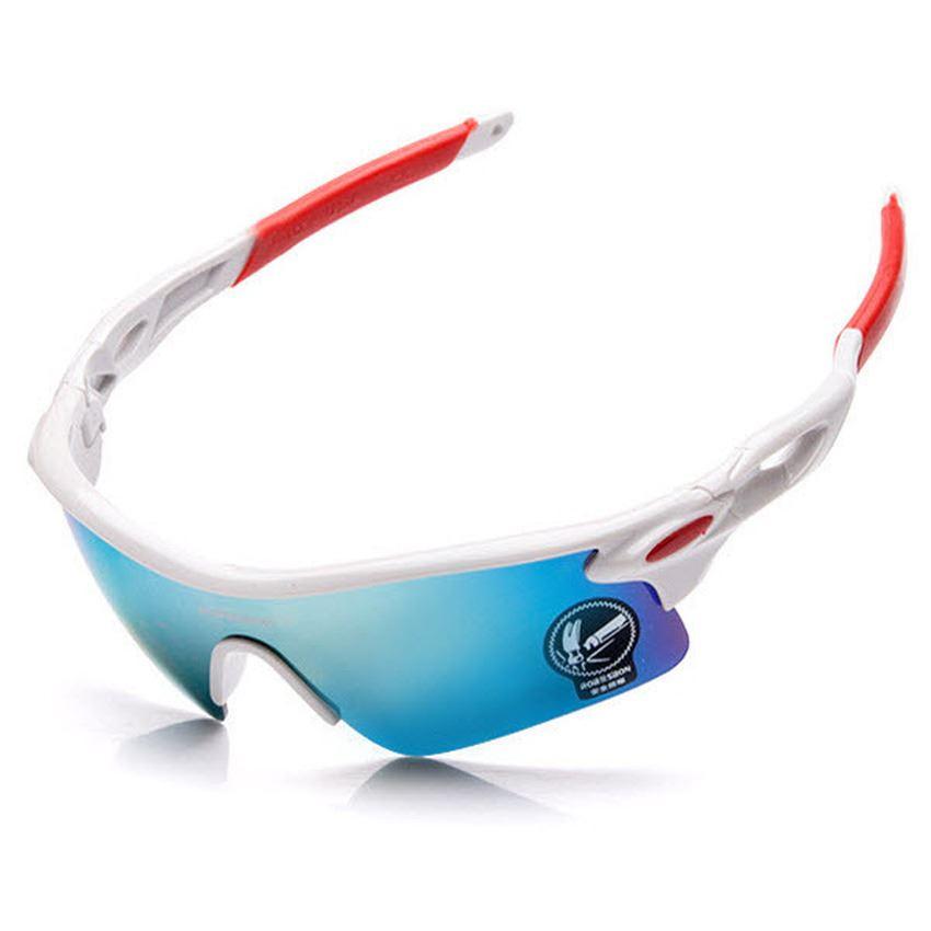 Kính thể thao ngoài trời, xe đạp ( gọng trắng đỏ, mắt 7 màu)