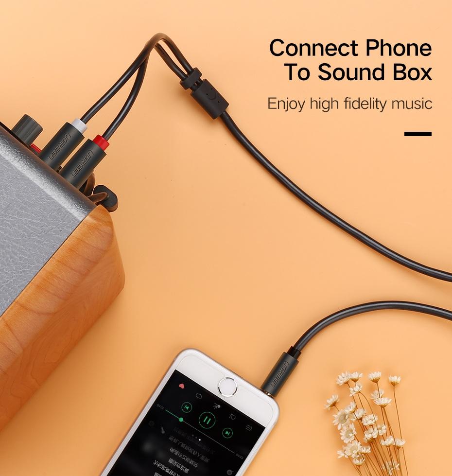 Dây loa Audio 3.5 ra 2 đầu AV Hoa Sen Ugreen 10513 (5m)