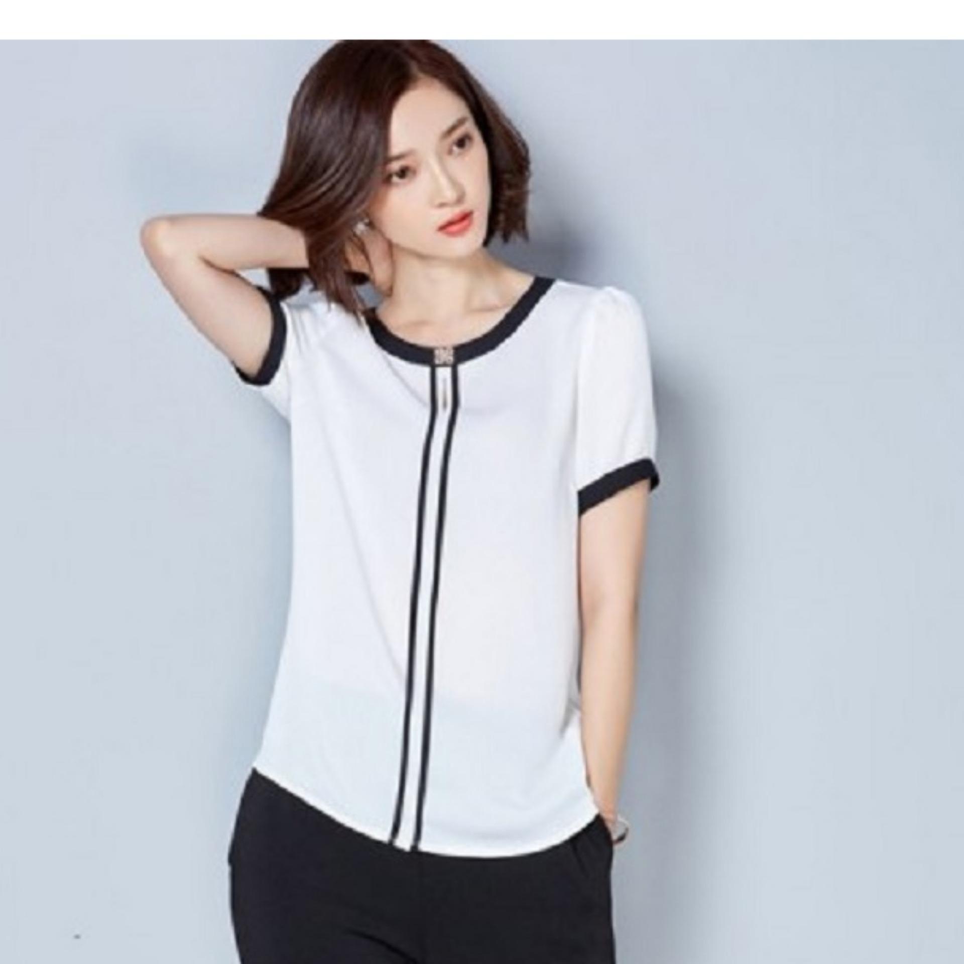 Aó công sở  tay ngắn viền đen  (Đỏ)