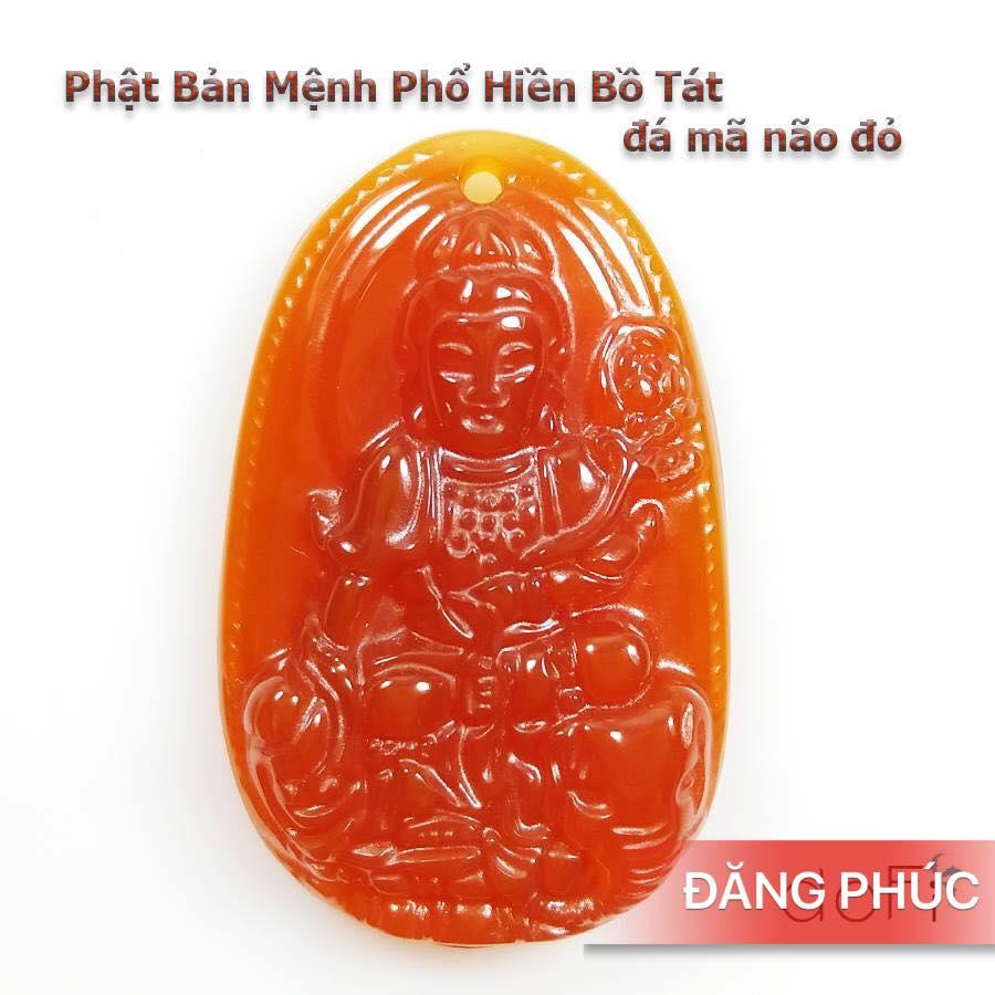 [HCM]MẶT BẢN MỆNH PHỔ HIỀN BỒ TÁT ĐÁ MÃ NÃO ĐỎ- TẶNG KÈM DÂY ĐEO