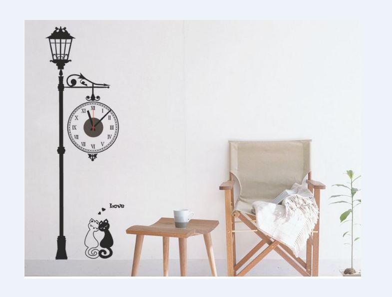 Tranh dán tường kèm đồng hồ trang trí