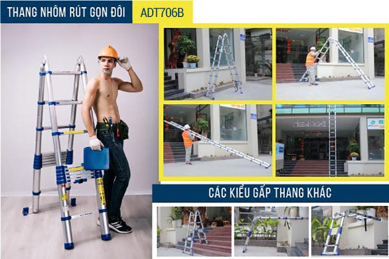 Thang nhôm chữ A rút gọn Advindeq ADT706B