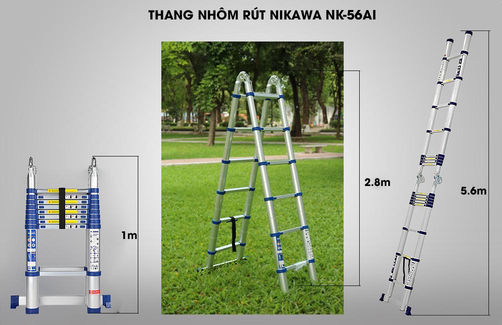 Thang nhôm rút đôi 5.6m Nikawa Nhật Bản NK-56AI