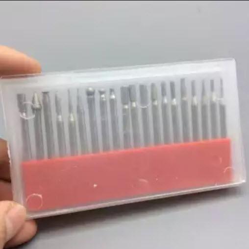 Bộ mũi mài khắc phủ kim cương 20sp,Bộ 20 đầu điêu khắc chạm trổ (trục 2.3mm) dùng cho khoan đa năng mini cầm tay (như Dremel, ACZ, motor 775, lx 134...)
