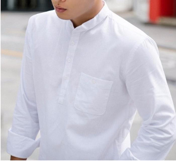Áo sơ mi nam tay dài cổ trụ