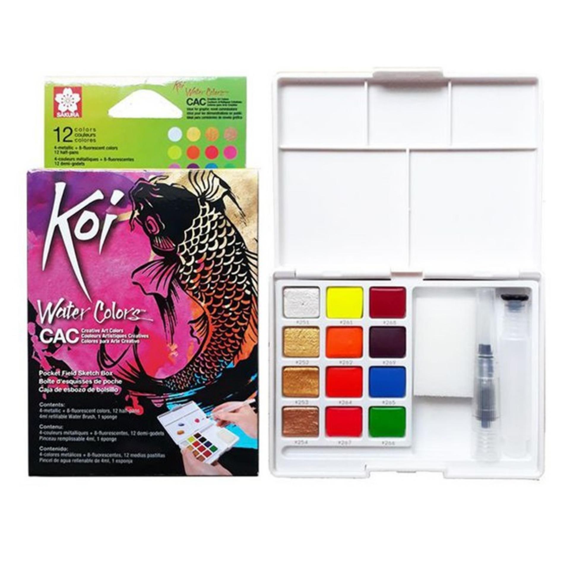 [HCM][TẶNG 10 TỜ GIẤY VẼ MÀU NƯỚC 300 GSM HAPPY A6] - MÀU NƯỚC SAKURA KOI ÁNH NGỌC TRAI (NHIỀU MÀU)