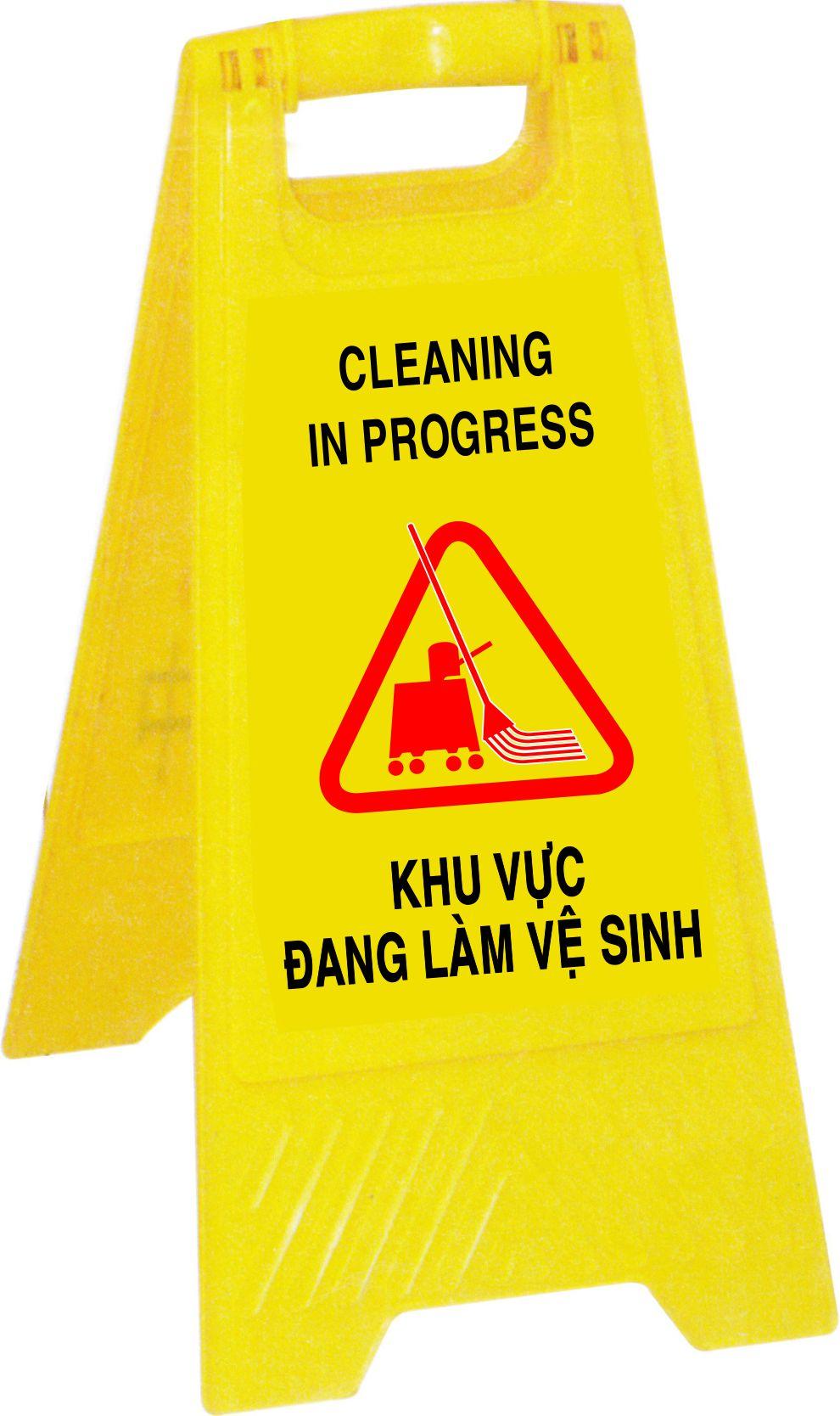 [HCM]Biển báo khu vực đang làm vệ sinh - Cleaning in progress