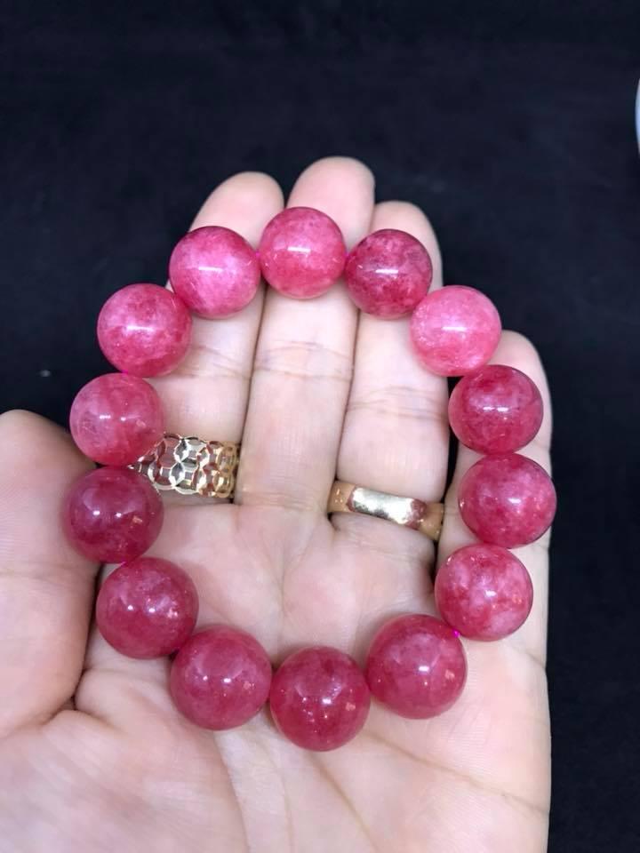 [HCM]VÒNG TAY ĐÁ RUBY HỒNG NGỌC 14 LY ( TẶNG KÈM HẠT VÀ DÂY )