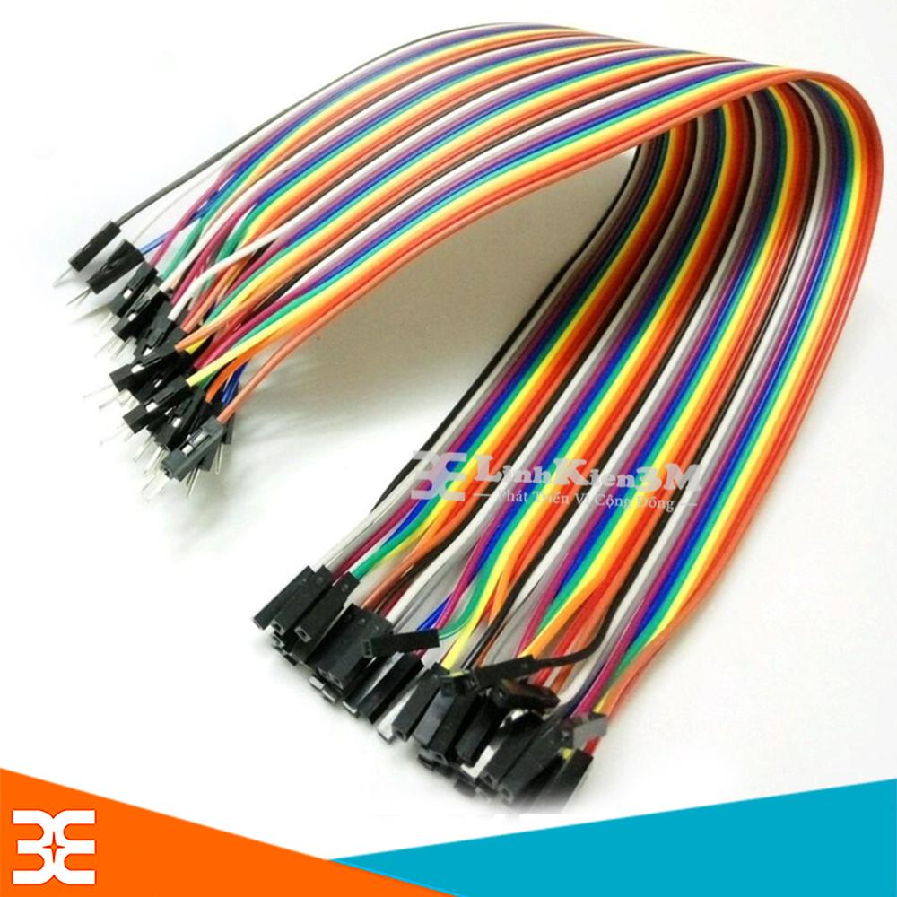 Dây Cắm Test Board, 7 Màu Dài 20Cm- Tệp 40 sợi (2 Đầu Đực - Cái)