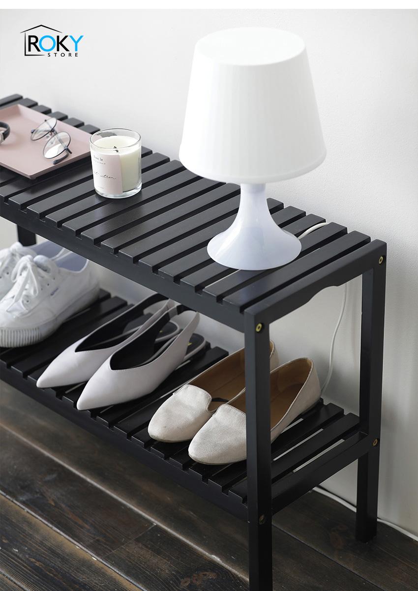 KỆ GIÀY 2 TẦNG SIZE M MÀU ĐEN - BENCH 2F SIZE M BLACK -수납선반장 화이트 우드