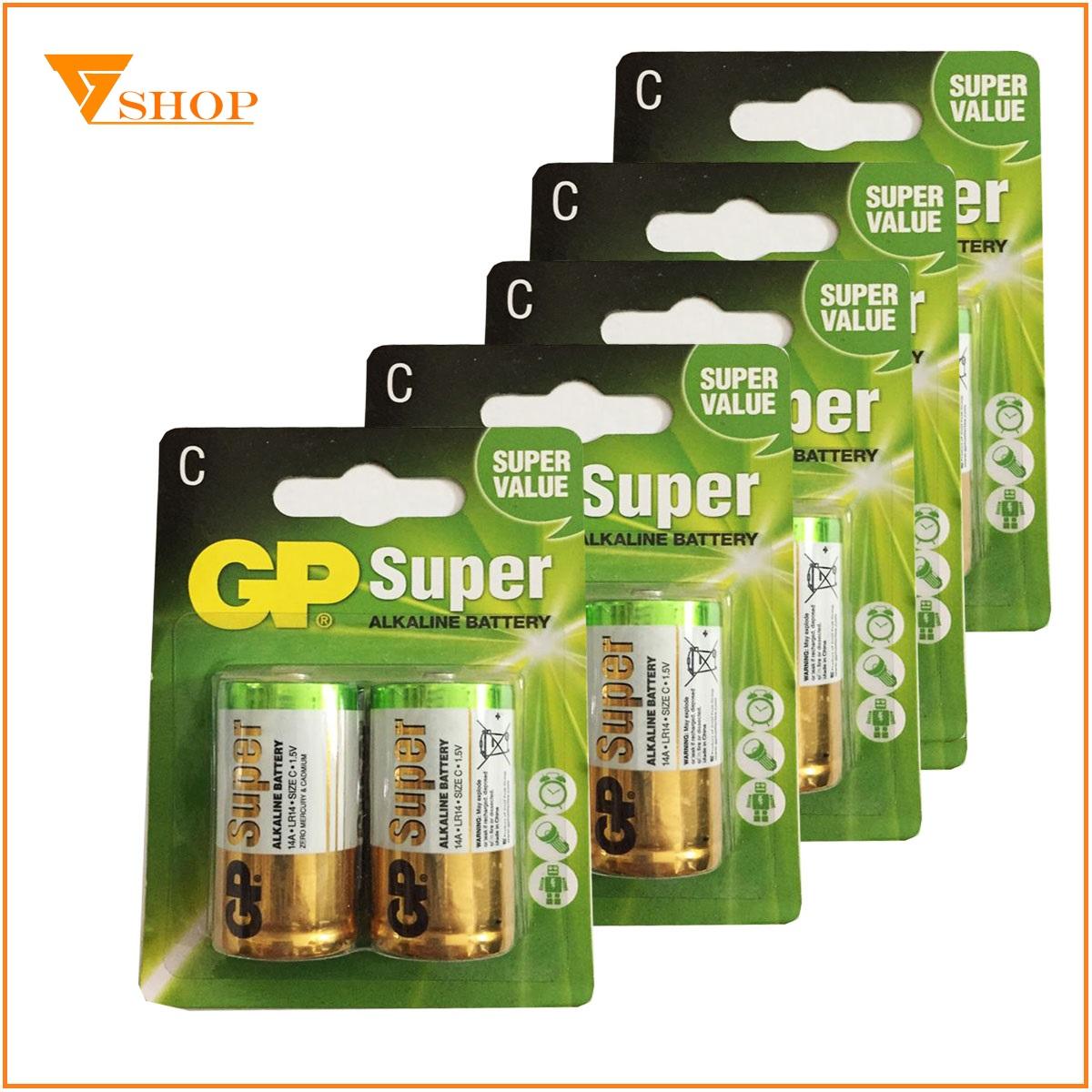 Combo 2 vỉ  Pin trung C GP Super Alkaline 1.5V (1 vỉ 2 viên)