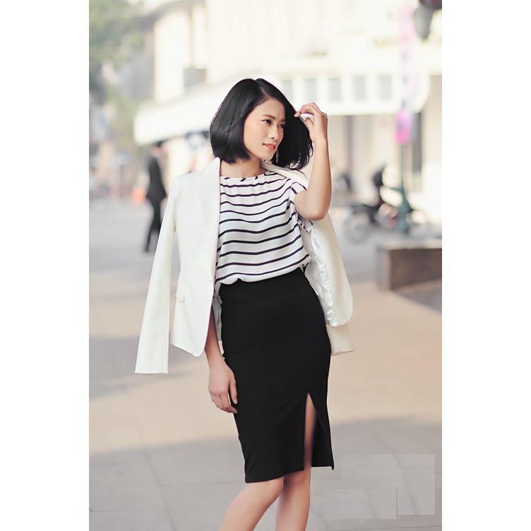 Chân váy ôm XẺ TRƯỚC thời trang Chipxinhxk