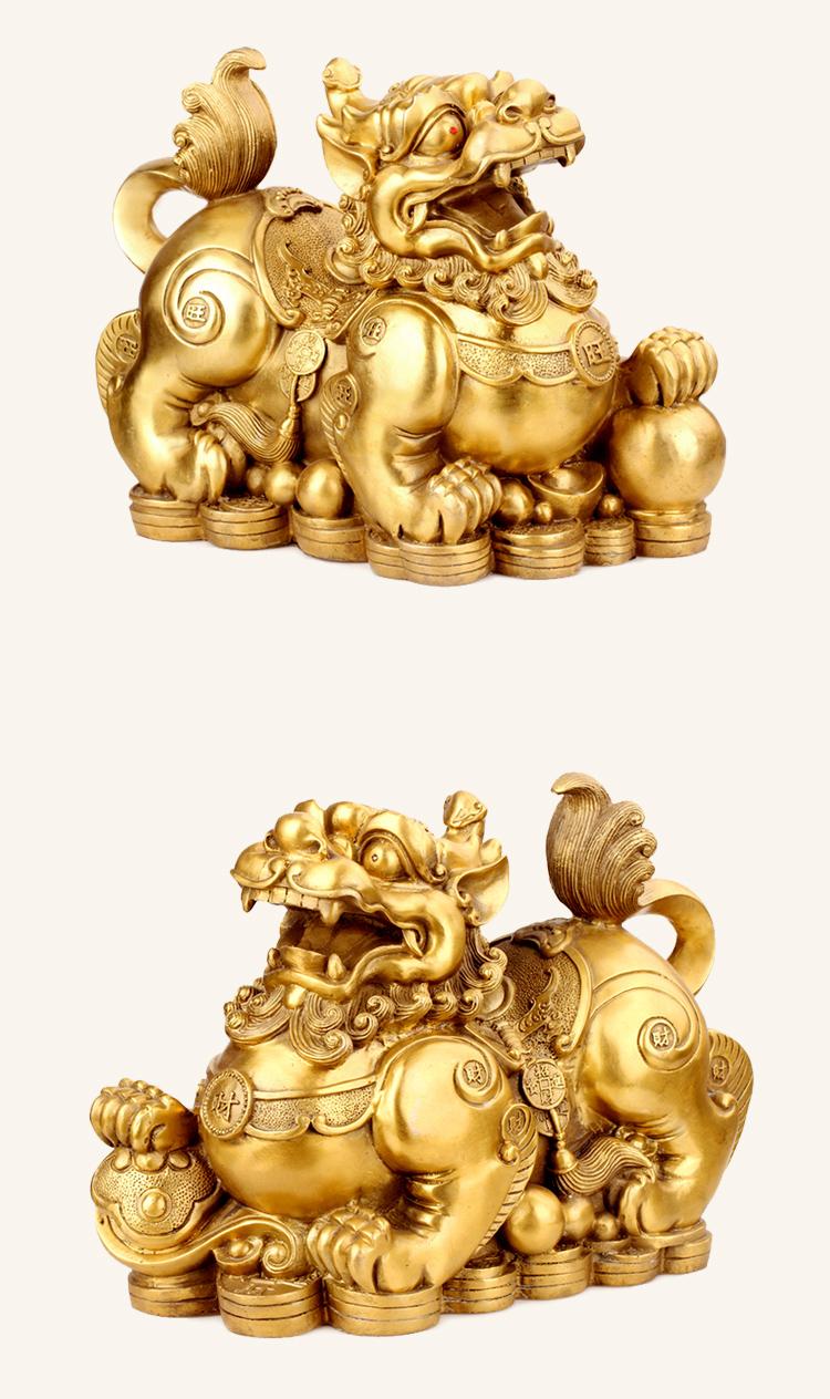 Tượng Kỳ lân tiền vàng bằng đồng thau