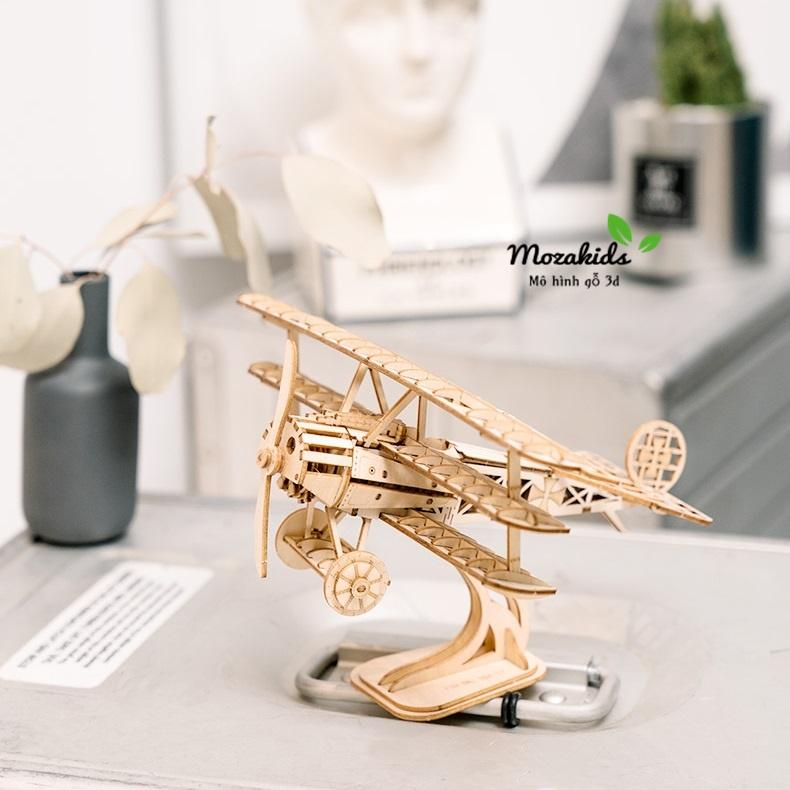 Đồ chơi lắp ráp gỗ 3d mô hình máy bay bi-plane tg301