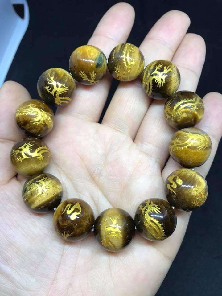 [HCM]VÒNG TAY ĐÁ MẮT HỔ CHẠM RỒNG 16LY.
