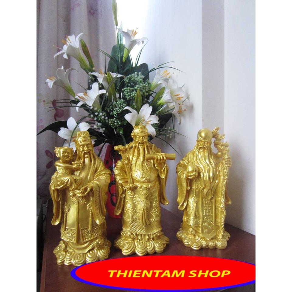 [HCM]Bộ tượng đá Phúc Lộc Thọ vàng đại (TDV37)