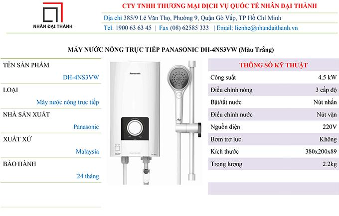 [HCM]Máy nước nóng Panasonic DH-4NS3VW