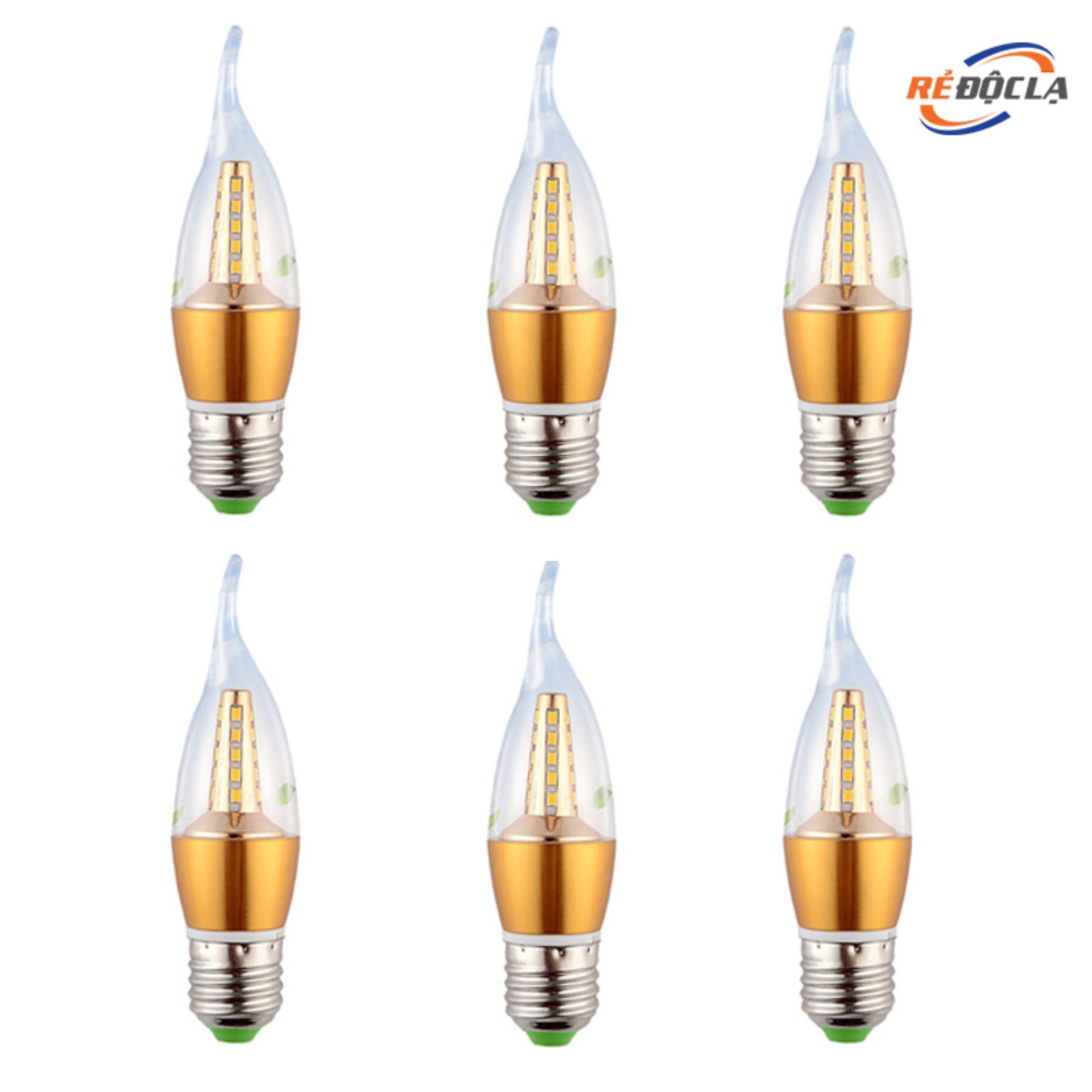 Bộ 6 bóng đèn nến led 5w e27- ánh sáng vàng