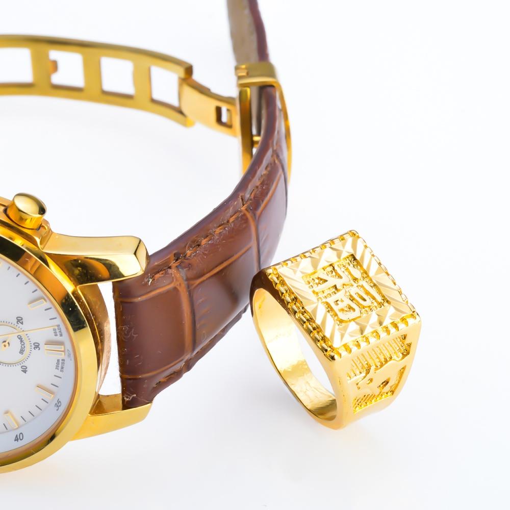 Bộ COMBO ( Dây chuyền ống trúc - Nhẫn chữ phúc ) Mạ vàng 24k công nghệ ITALY