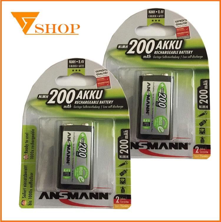 Combo 2 vỉ pin sạc 9V Ansmann 200mAh (1 vỉ 1 viên)