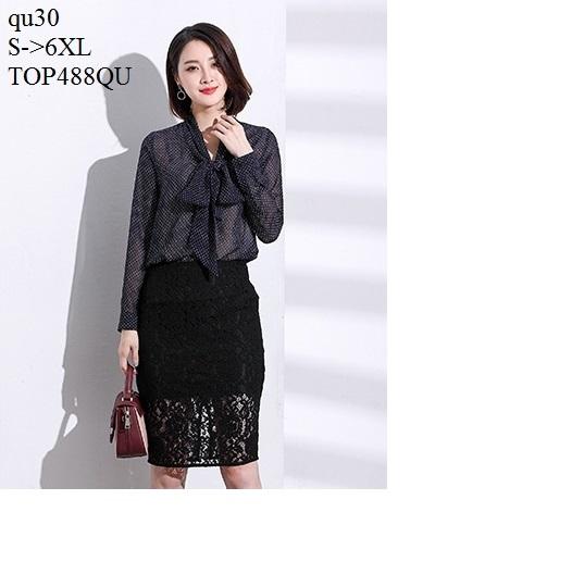 TOP488QU ÁO SƠ MI NỮ CHẤM BI