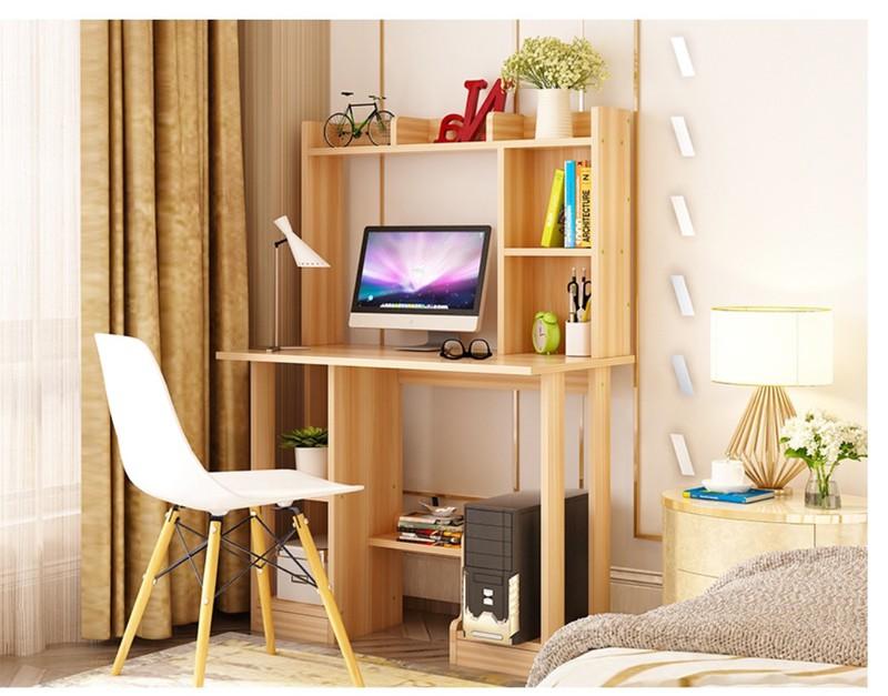 Bàn Máy Tính Gỗ Kèm Kệ Sách, Trang Trí