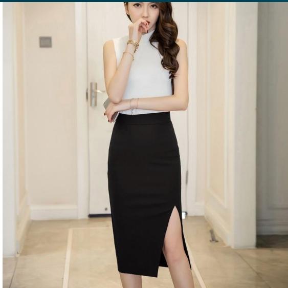 [HCM]Chân Váy Bút Chì Qua Gối Xẻ Trước