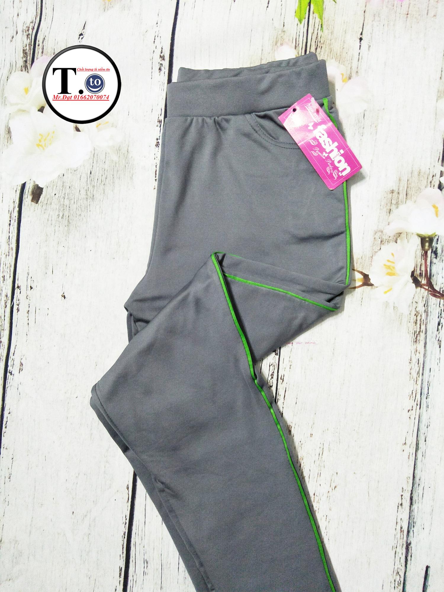 [HCM]Quần thun nữ - legging màu XáM (Ôm bodyquần màu Xám viền sọc màu Đỏ - Xanh lá - Tím -Trắng)