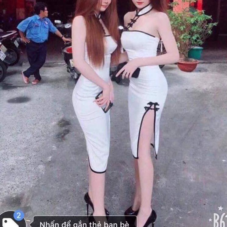 Đầm body sườn xám xẻ tà