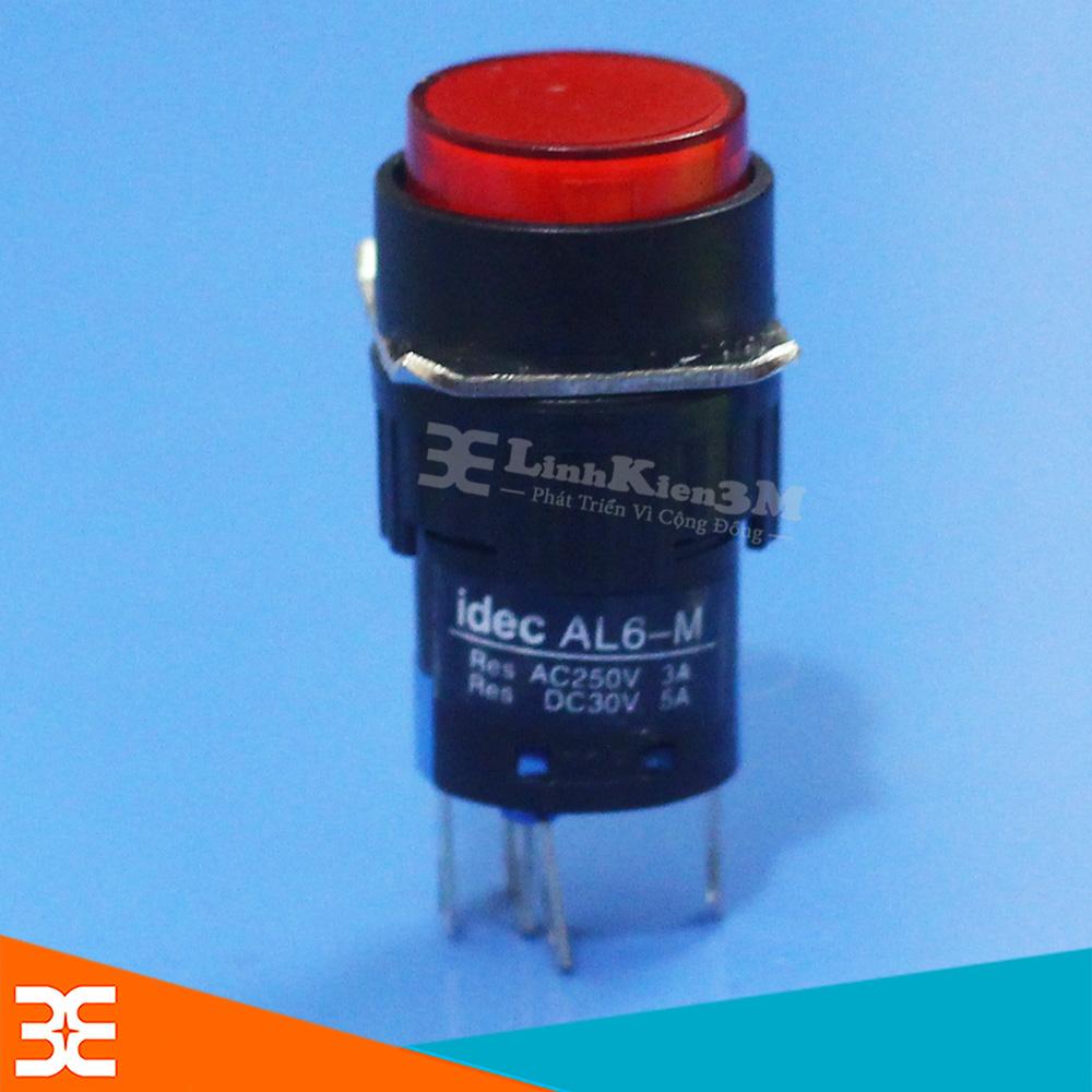 Nút nhấn đề 20mm-220vac al6- m nhấn nhả có đèn đỏ