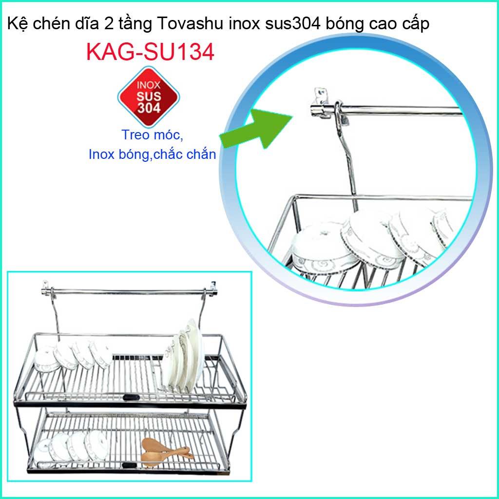 Kệ úp chén dĩa 2 tầng Tovashu 600, kệ chén dĩa inox 304 KAG-SU134