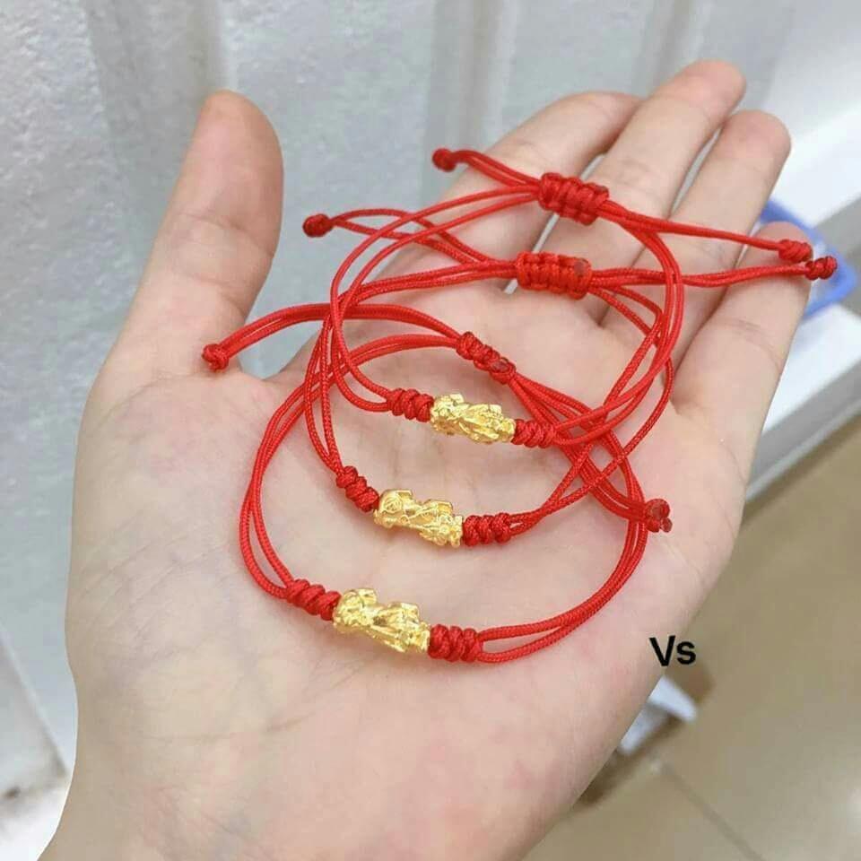 Vòng tay Chỉ đỏ mix mèo phủ vàng 24k