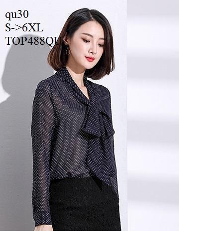 TOP488QU ÁO SƠ MI NỮ CHẤM BI