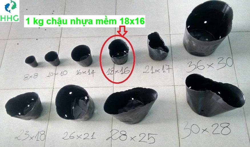1KG CHẬU NHỰA MỀM ƯƠM CÂY (BỊCH, TÚI BẦU) 18X16 (1kg = khoảng 124 chậu 18x16)