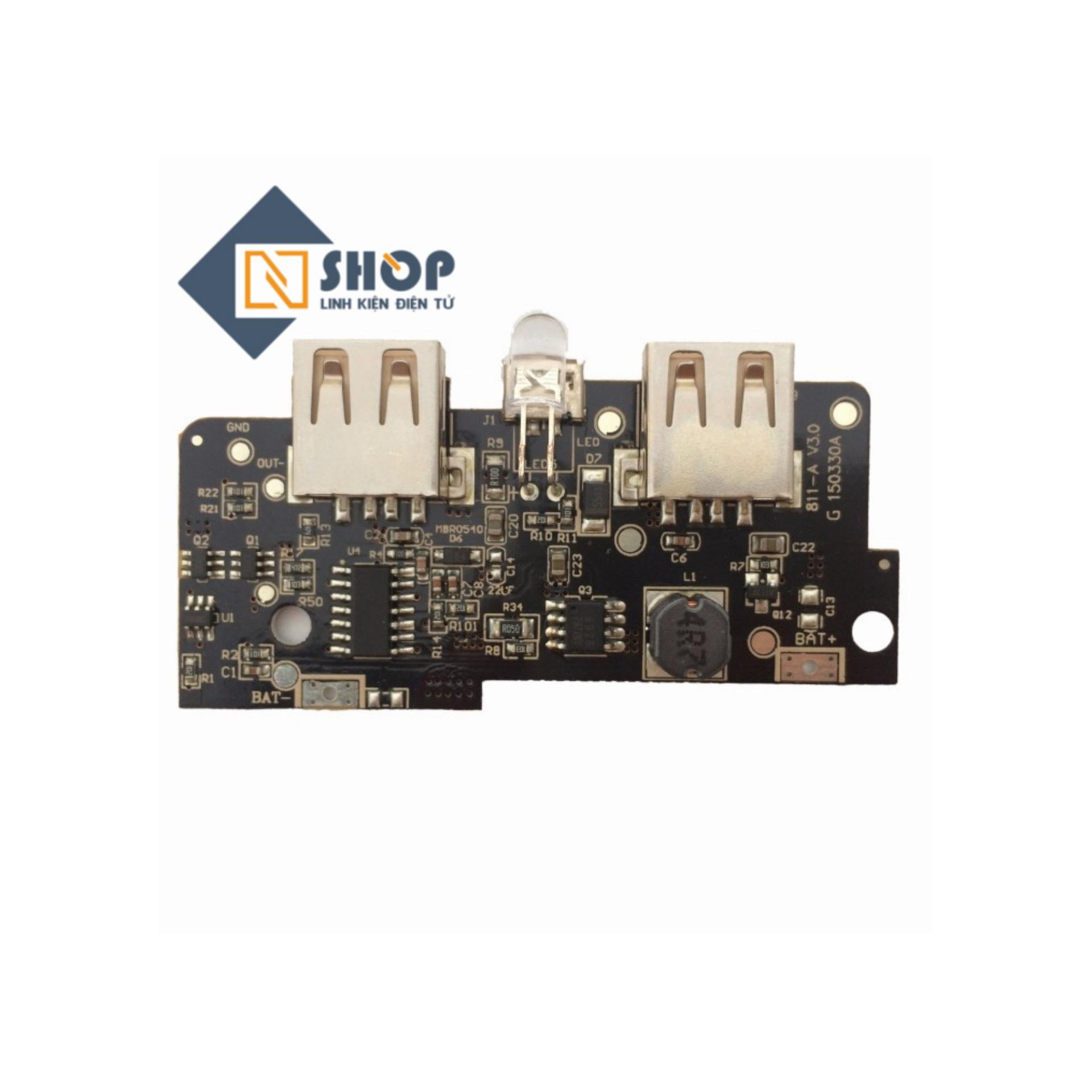 Mạch Sạc Pin Dự Phòng 2 Cổng USB Tích Hợp LCD