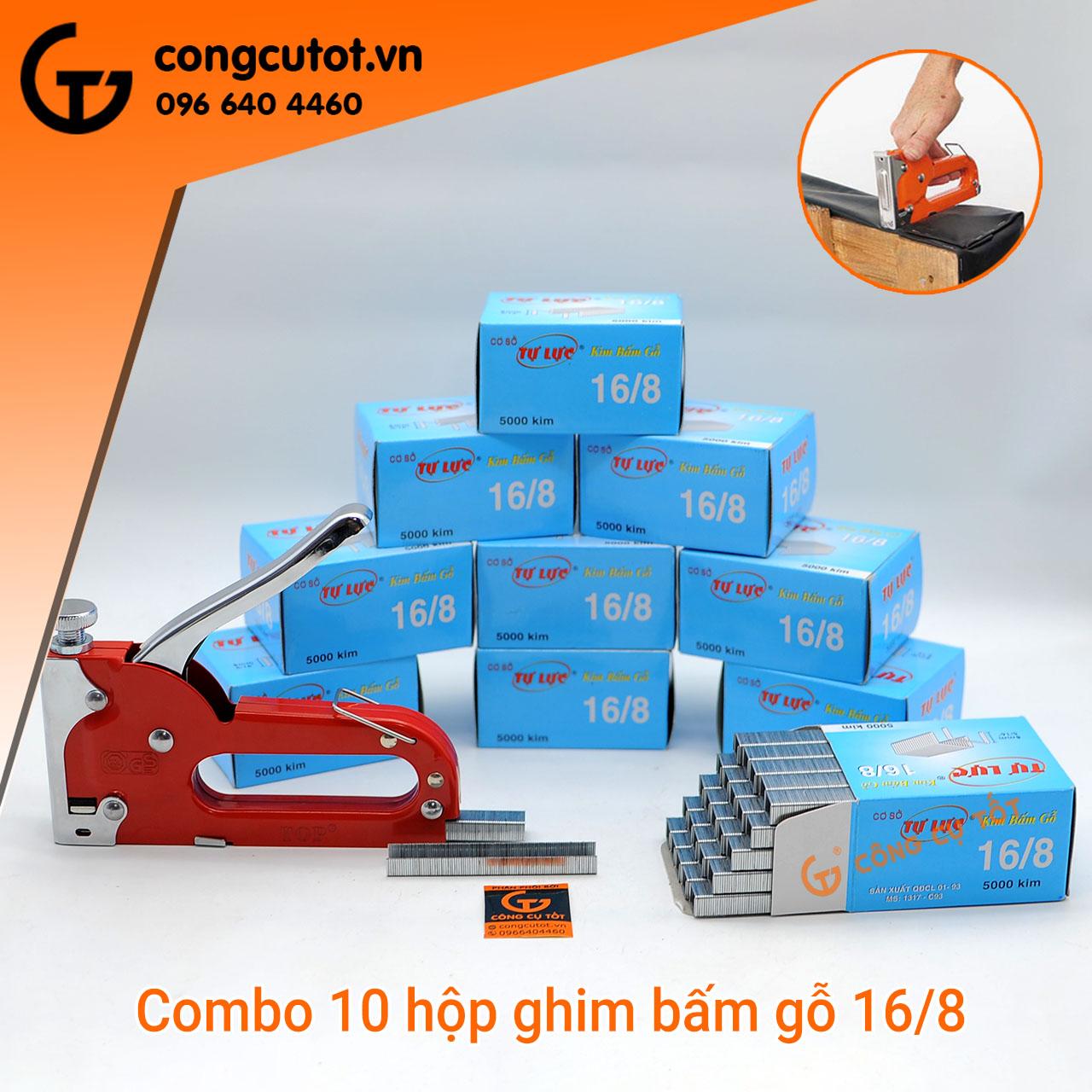 Bộ 10 hộp ghim bấm gỗ tự lực 16/8