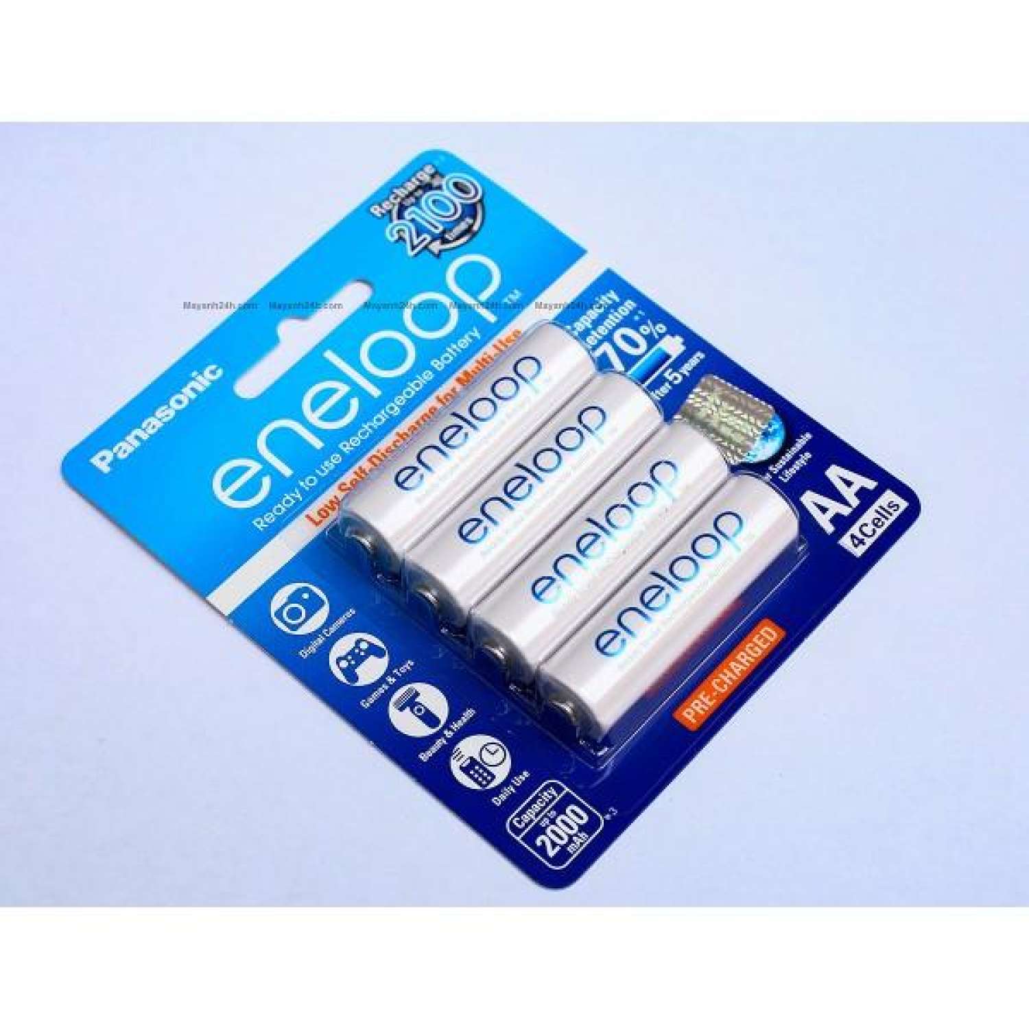Bộ 4 Pin Sạc AA Eneloop 2000 mAh Vỉ 4 Viên (Trắng)
