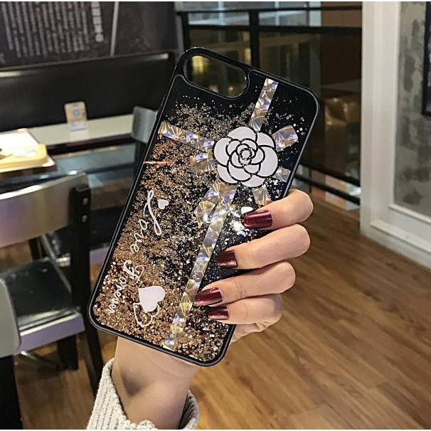 Ốp Lưng Nhũ Chảy Hoa - Iphone 6, 6plus, 7, 7plus, 8, 8plus, X, Xs